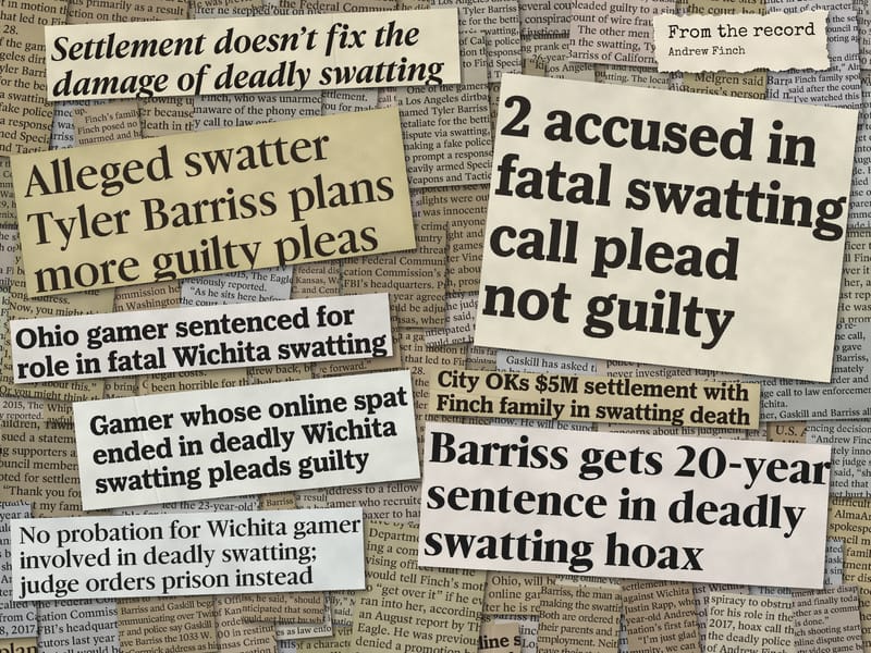 Newspaper clippings from the record: Andrew Finch